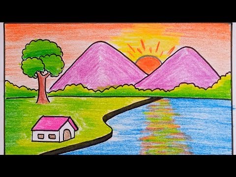 رسم منظر طبيعي للاطفال , اشكال طبيعية