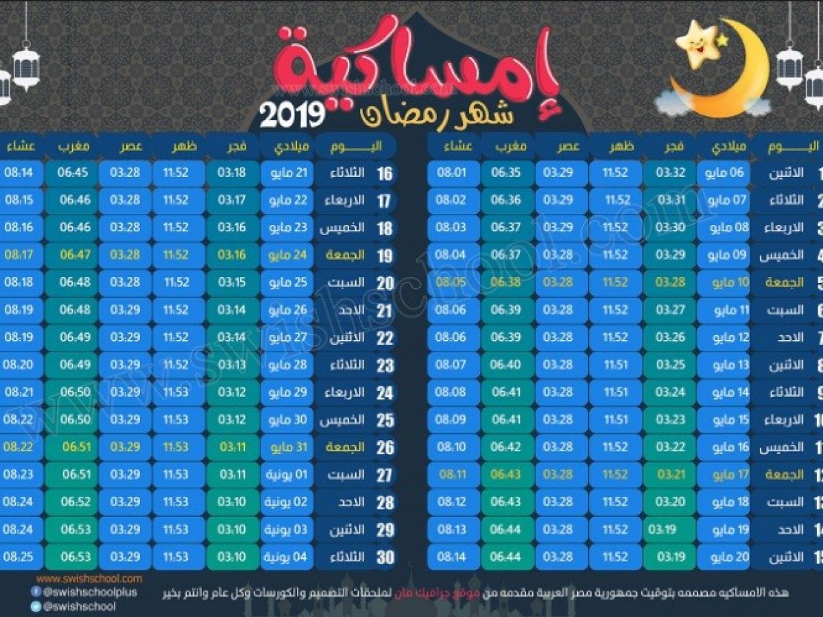 كل سنة و لها امساكية خاصة بها - شهر رمضان 2019 2592