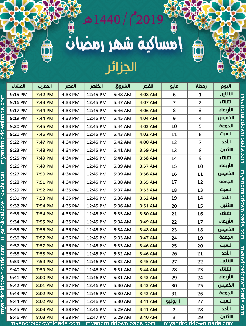 كل سنة و لها امساكية خاصة بها - شهر رمضان 2019 2592 4