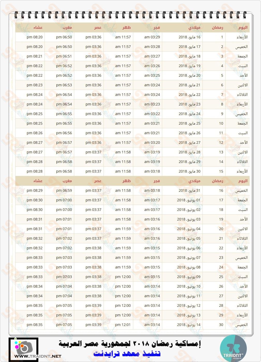 كل سنة و لها امساكية خاصة بها - شهر رمضان 2019 2592 6