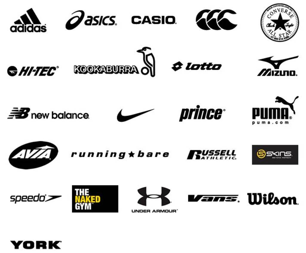 Название фирмы обуви. Фирмы спортивной одежды. Спортивные бренды. Логотип спортивной одежды. Фирмы спортивные бренды.